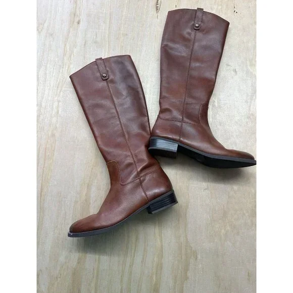 INC Fawne Womens Boots 9M Brown Leather Knee High Zip Riding Equestrian Classic - Picture 2 of 7